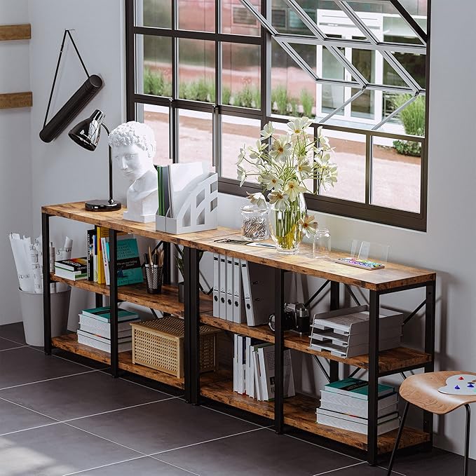IRONCK Rustic Entryway Console Table, Long Hallway Table 47 in 3-Tier, TV Stand - Image 4