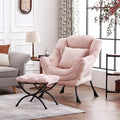 Large Lazy Chair with Ottoman, Accent Reading Chair with a Throw Pillow by HomeEastllyHome