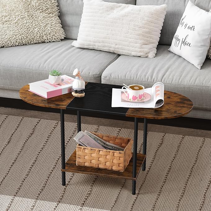 OYEAL Small Round Coffee Table for Living Room Farmhouse Oval Center Table - Image 7