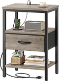 SUPERJARE Nightstand with Charging Station, Bed Side Table with Adjustable by SUPERJARE