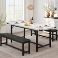 3-Piece Dining Table Set for 4-6 People, Extendable Kitchen Table Set by SLEKVERSA
