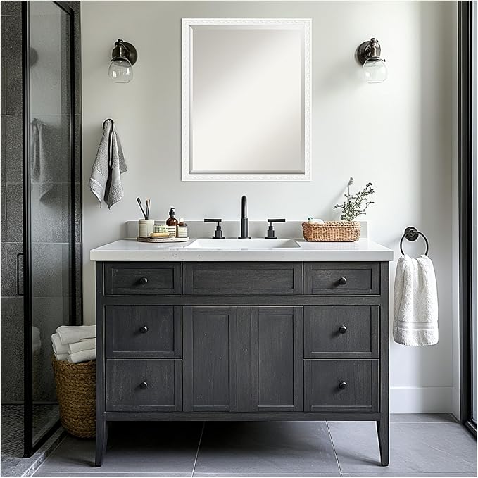 Amanti Art White Bathroom Mirror - Image 6