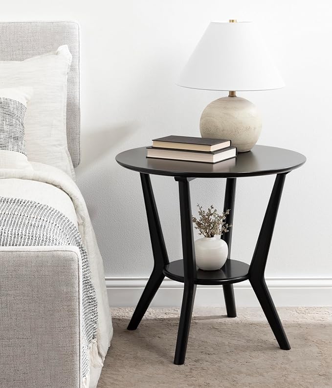 Kate and Laurel Nylah Round Wooden Side Table; 24 x 24 x 24; Black; Modern - Image 4