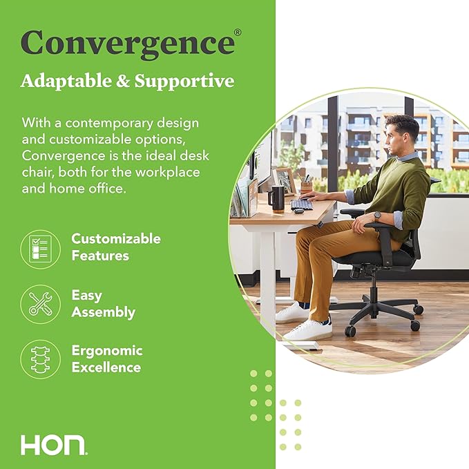 HON Convergence Ergonomic Office Chair, Breathable Back Support Mesh, - Image 3