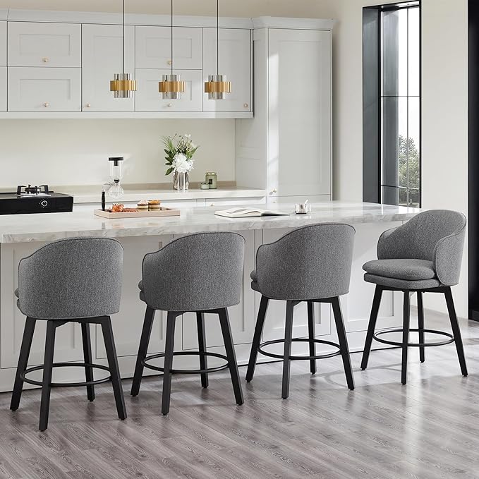 Counter Height Barstools 26 inch Upholstered Swivel Bar Stools - Image 8