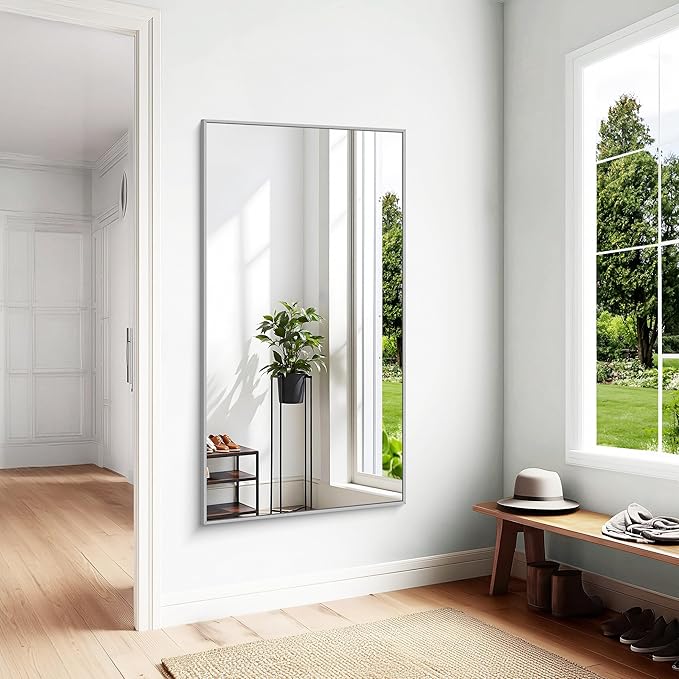 KOCUUY Large Silver Bathroom Mirror, 60x30 inch Rectangular Mirror - Image 5