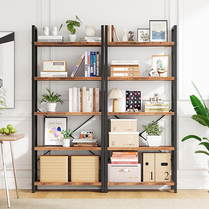 Bookshelf, 5 Tier Bookshelves, Home Office Bookcase Shelf Storage Organizer - Image 4