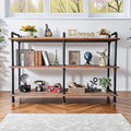 3 Tier Industrial Long Bookshelf, Entryway Industrial Metal Bookcase by ANYNICE