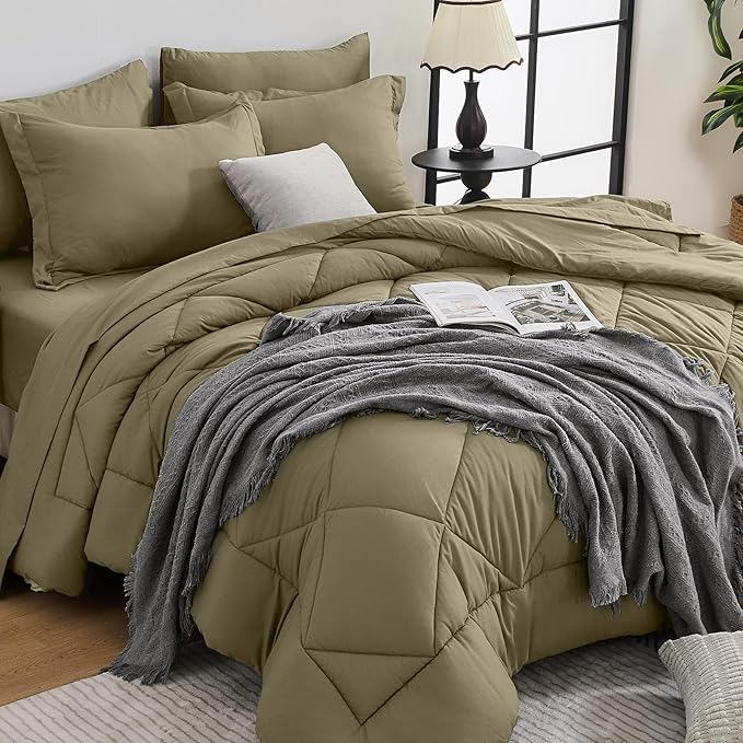 HEVUMYI Olive Green Full Comforter Set by HEVUMYI