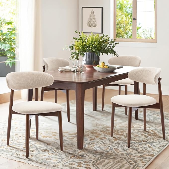 COLAMY Wooden Dining Chairs Set of 4, Modern Fabric Upholstered Kitchen Side by COLAMYINC
