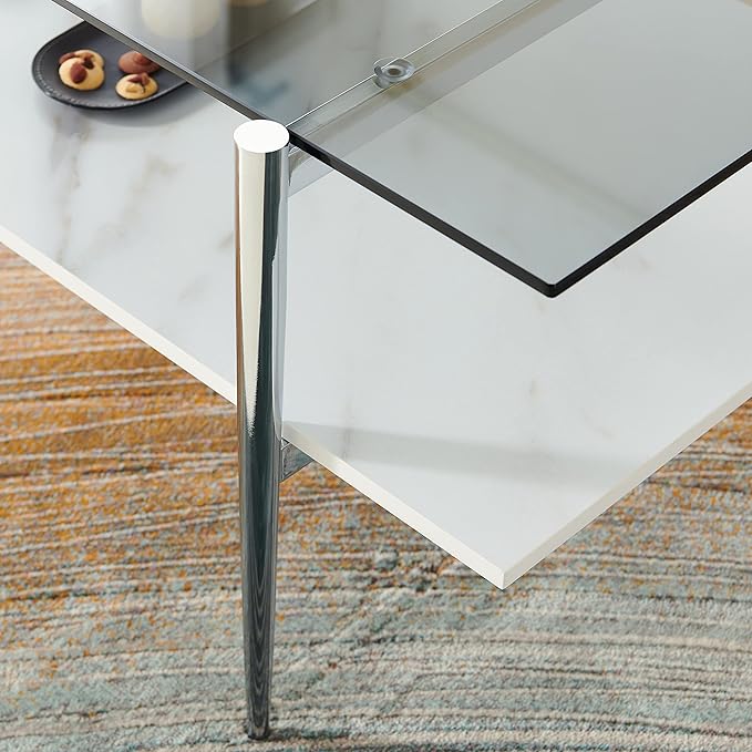 AGV LIGHTING Tadio Glass Coffee Table, Mid-Century Modern Coffee Table - Image 6