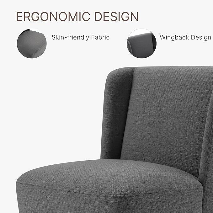 Dining Chairs with Casters No Assembly Upholstered Wingback Single Sofa Armless - Image 6