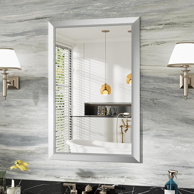 24x36 Inch Silver Bathroom Mirror by Briivuemodernmirrors