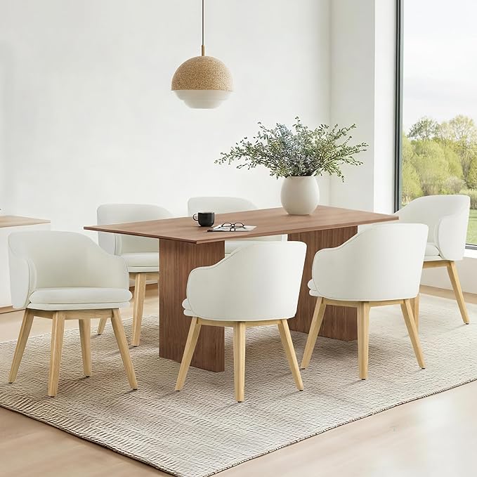 Wooden Dining Chairs Set of 4, Fabric Upholstered Modern Dining Room Chairs - Image 6