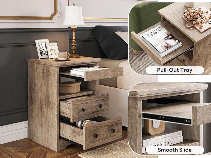 LIKIMIO Night Stand, Modern Bedside Table - Image 4