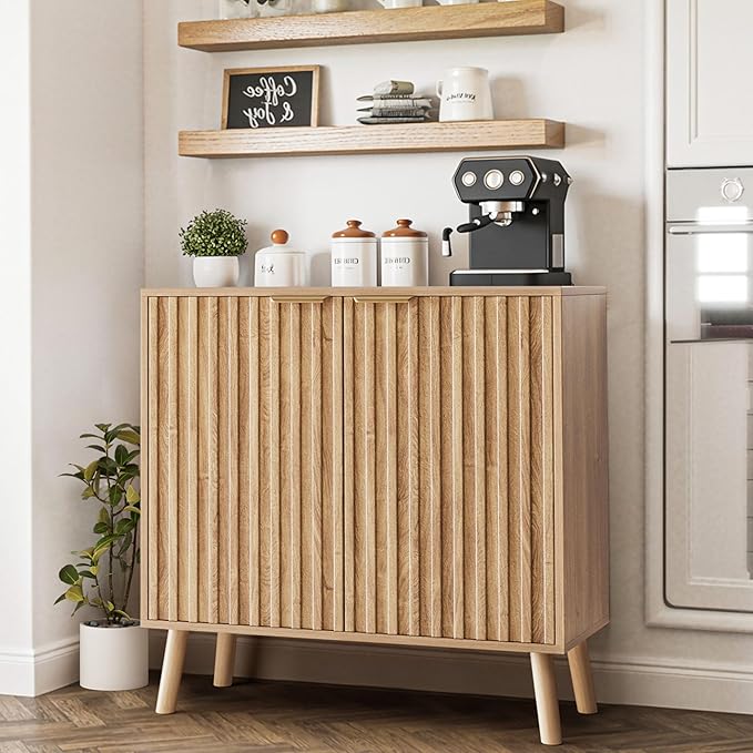Pamapic Fluted Storage Cabinet, Sideboard Buffet Cabinet - Image 3