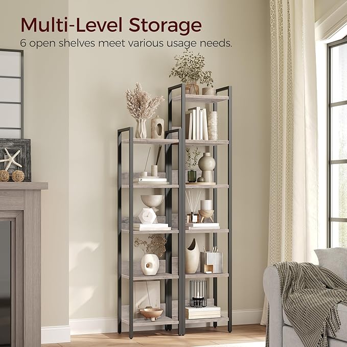 Bookshelf, 6-Tier Bookcase, Standing Book Shelf - Image 4