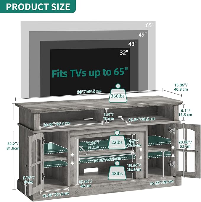 YITAHOME LED Farmhouse TV Stand - Image 2
