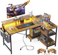ODK 48 Inch Gaming Desk with USB Charging Ports and LED Lights, Reversible L by ODK