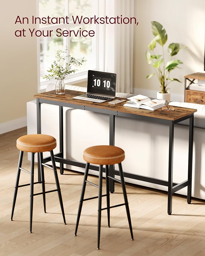 VASAGLE Bar Table, Narrow Long Kitchen Dining Table, Sturdy Metal Frame - Image 4