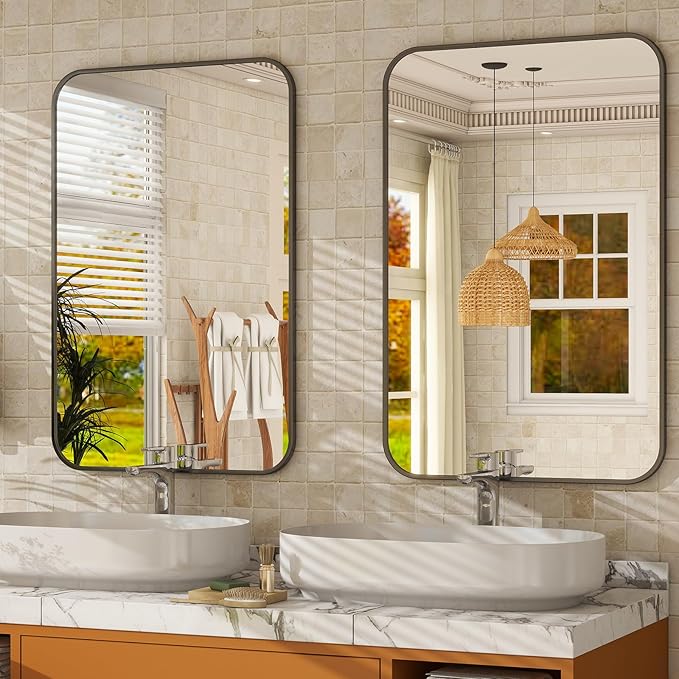 24 x 36 Inch Bathroom Mirror, Rounded Rectangular Vanity Mirror - Image 6