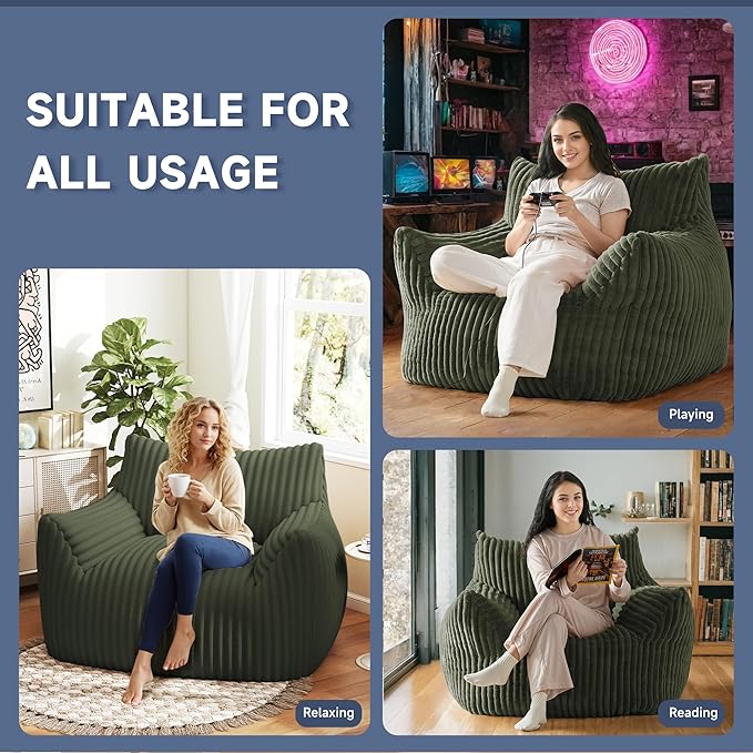 Oversized Bean Bag Chair for Adults, Giant Comfy Plush Boneless Bean Bag Couch - Image 5