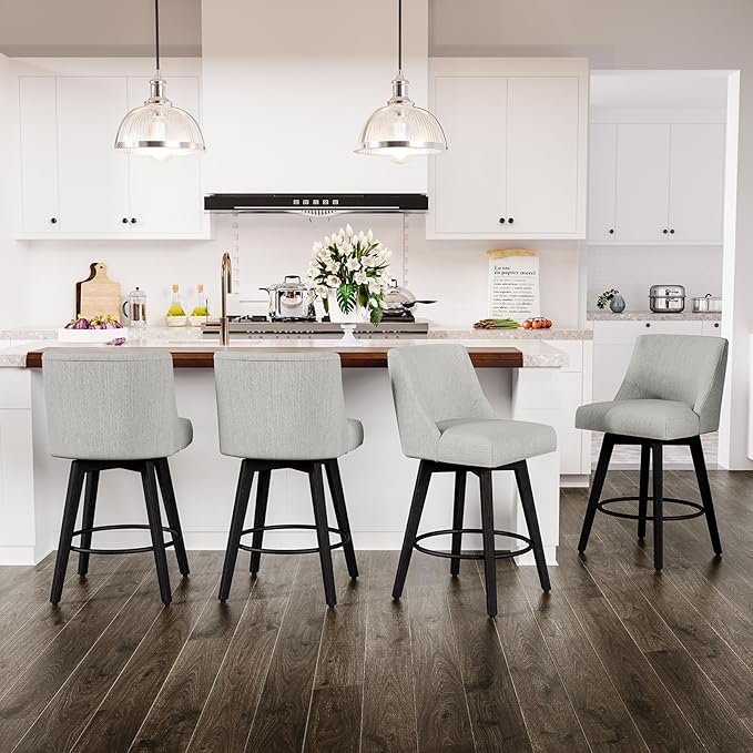 Counter Height Swivel Bar Stools Set of 4, 26 Inch Bar Stools by AMICLIBER