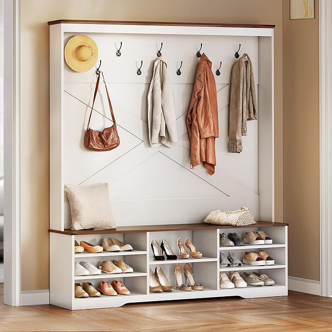YITAHOME Hall Tree with Bench and Shoe Storage, Mudroom Storage Modern Shoe - Image 6