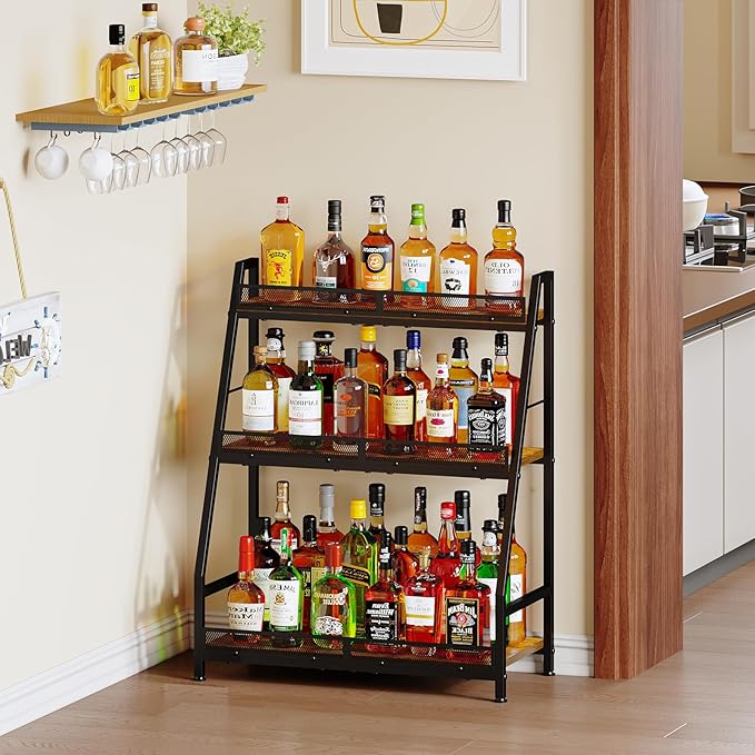 3-Tier Expanded Liquor Stand, Trapezoid Wine Rack Freestanding Floor, - Image 5