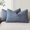 Foindtower Set of 2 Decorative Linen Check Throw Pillow Covers Neutral by Foindtower