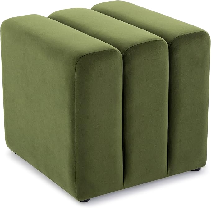 ONEVOG 18" Large Square Ottoman Foot Rest, Olive Green Velvet Fabric - Image 9