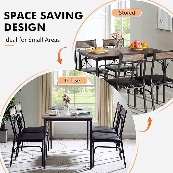 VECELO Kitchen Dining Room Table Set - Image 6