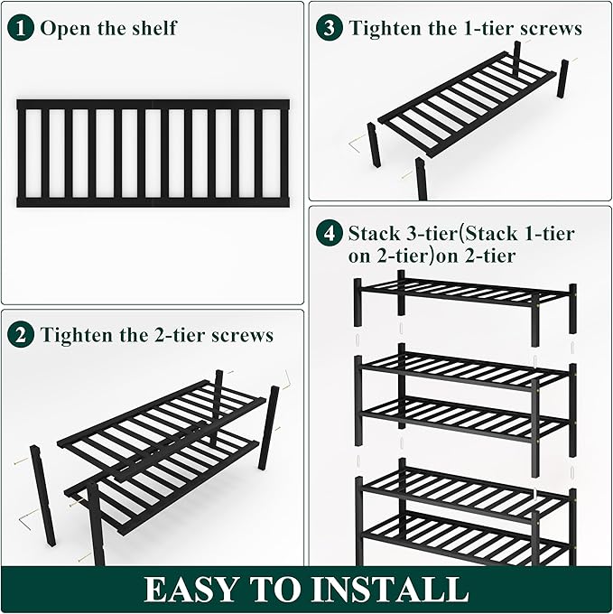 Smiry Shoe Rack, 5 Tier Thick Bamboo Shoe Organizer, Stackable Free Standing - Image 5