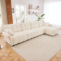 Modern Chenille Fabric 4-Seat Sofa w/Ottoman+2 Pillows, Premium Upholstery by FAVSH