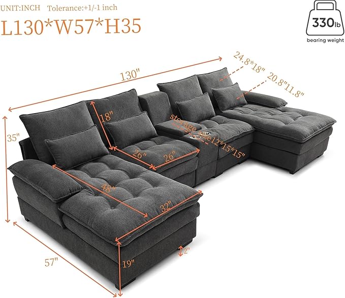 KEIKI 130" U-Shaped 6 seat Sofa - Image 2