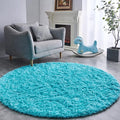 FJZFING Blue Round Rug Ultra-Soft Plush Modern 5x5 Circle Area Rug by FJZFING