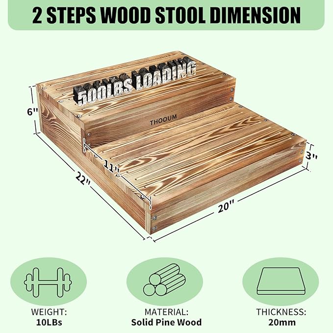 Wooden 2 Step Stool for High Beds, Moderate & Applicable 2-Step Stools for - Image 2