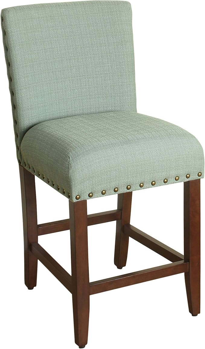 Homepop Home Decor | Backless Nailhead Trim Counter Height Bar Stools | 24 Inch by HomePop