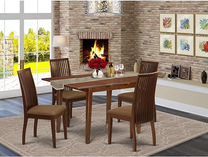 East West Furniture PSIP5-MAH-C 5 Piece Dining Table Set - Image 6