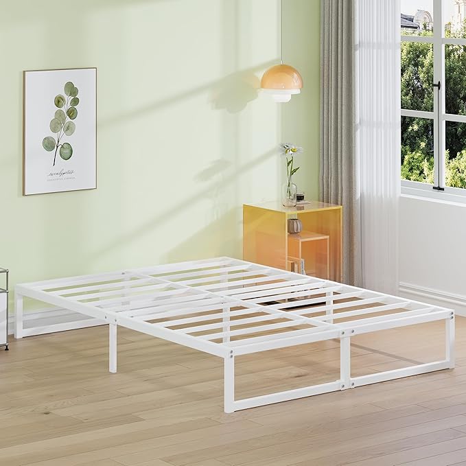 EMODA 12 Inch King Bed Frame, Metal Platform White Bed Frame King No Box Spring - Image 8