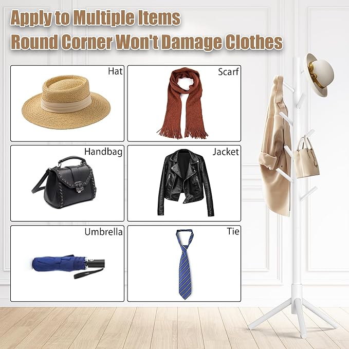 Wooden Coat Rack Stand, Freestanding Coat Rack - Image 6