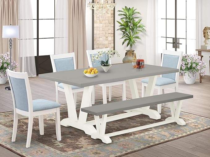 East West Furniture V097MZ015-6 6 Piece Dining Table Set Contains a Rectangle - Image 2