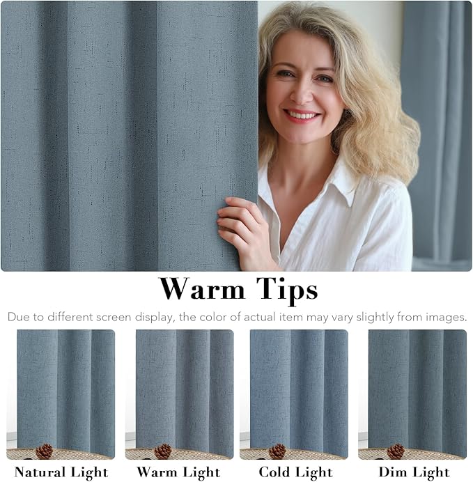 H.VERSAILTEX Primitive Linen Curtains 100% Blackout Curtain Drapes Burlap - Image 5