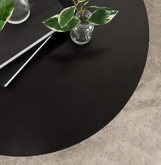 Kate and Laurel Aja Modern Round Wood Coffee Table; 26 Inch Diameter; Black; - Image 8