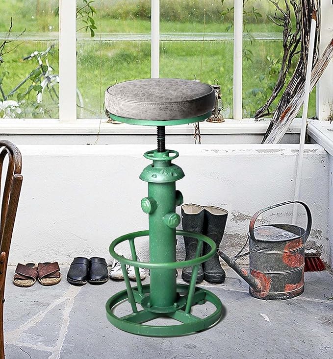Topower Antique Industrial Round Bottom Adjustable Height Cafe Coffee Retro by Topower