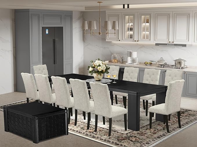 X12EL-0C6-35 - 14-piece Dining Room Table Set a Rectangular Dining Table by LuxebyEastWestFurniture