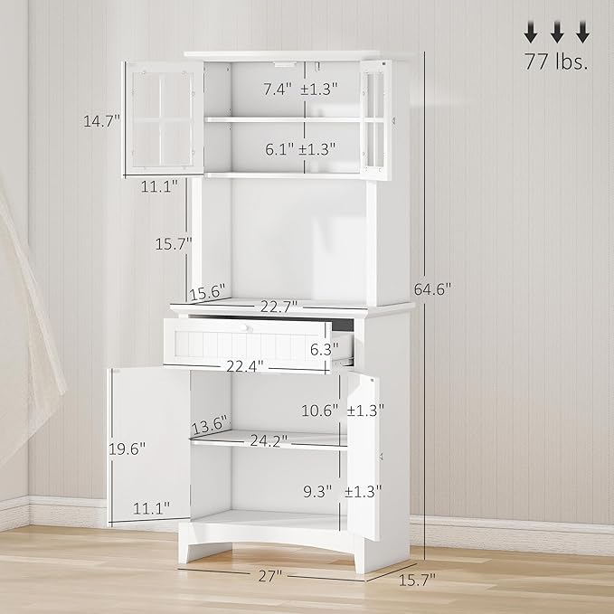 HOMCOM Elegant Buffet with Hutch, Kitchen Pantry Storage Cabinet with Framed - Image 3