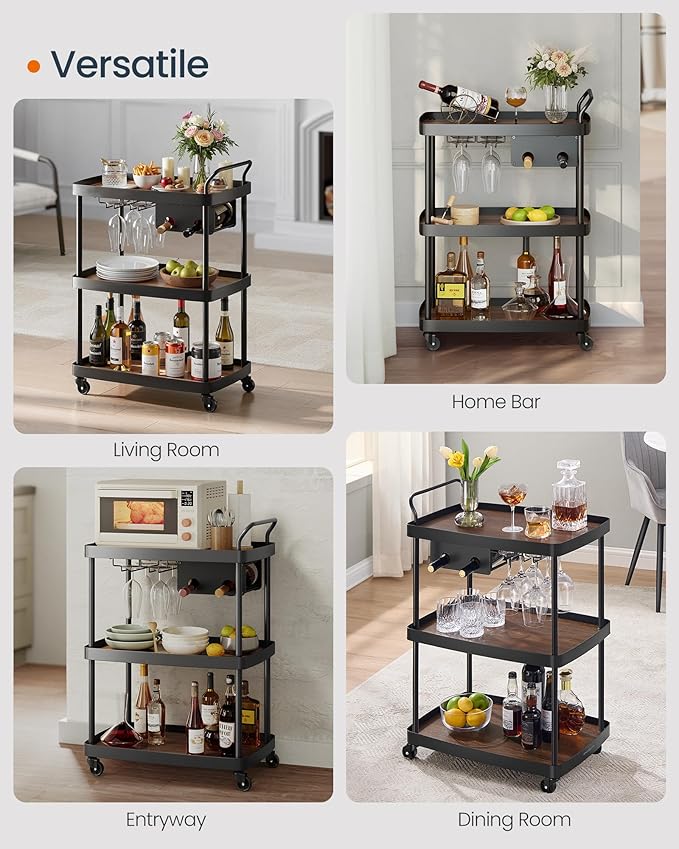 SONGMICS HOME Bar Cart, Home Bar Serving Cart - Image 6