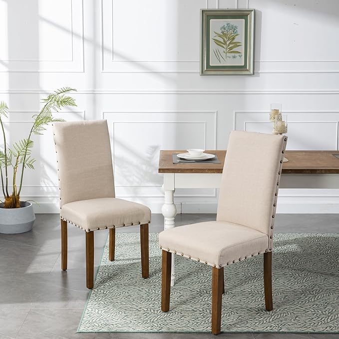 Parsons Kitchen Dining Chair Set Room Modern Upholstered Stylish Fabric High - Image 2