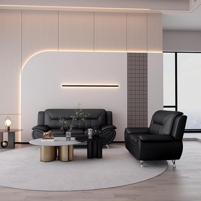 Container Furniture Direct Michael Modern Faux Leather Upholstered Stainless - Image 16